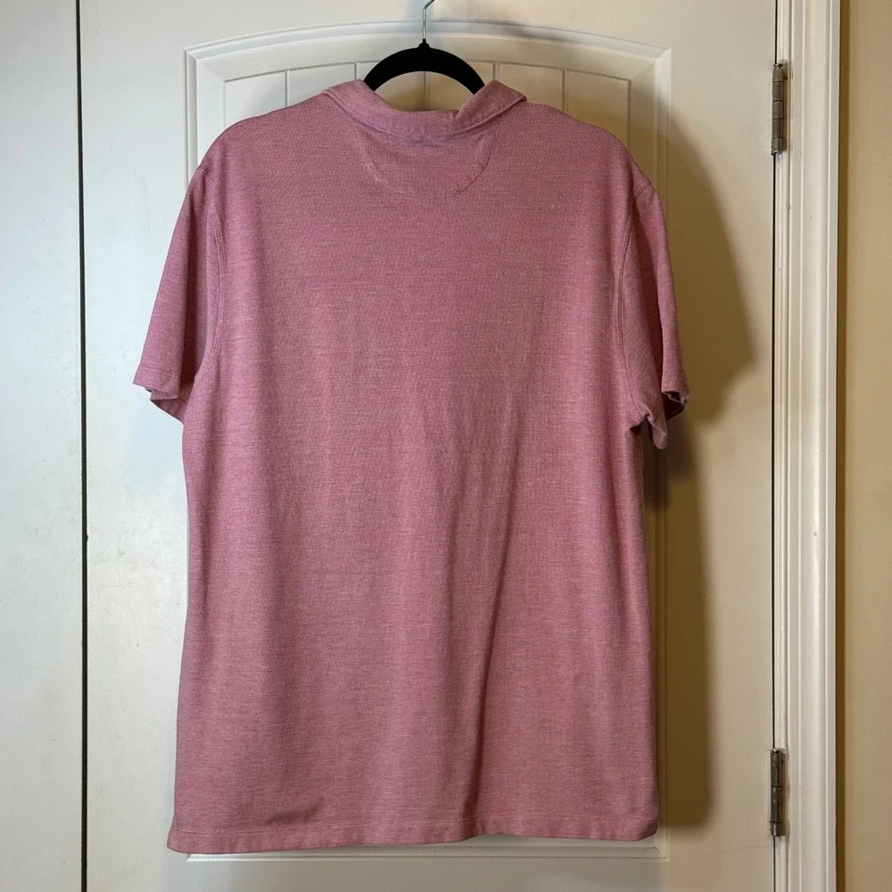 Banana Republic‎ Mens XL Pink Heathered Cotton Short Sleeve Pocket Polo Shirt